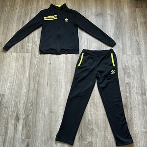 Adidas Black and Yellow Tracksuit